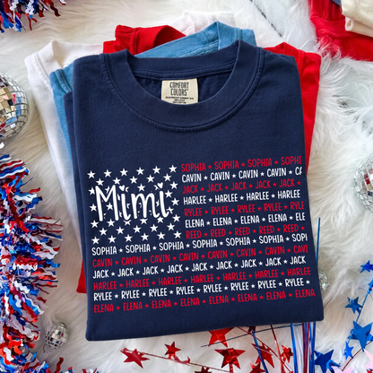 Personalized Grandma and Kids American Flag Shirt, Comfort Colors®USA 250th Anniversary Patriotic Shirt