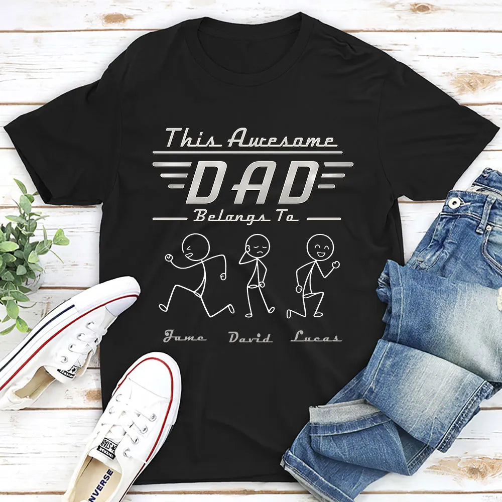 Personalized Classic Tee, This Awesome Dad Belongs To Design, Unique Gift for Dad