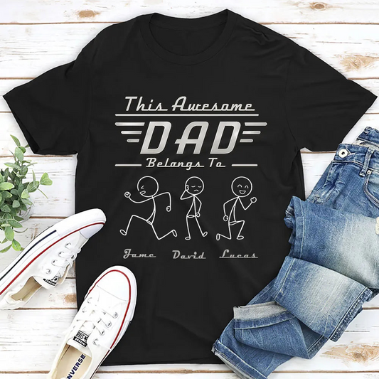 Personalized Classic Tee, This Awesome Dad Belongs To Design, Unique Gift for Dad