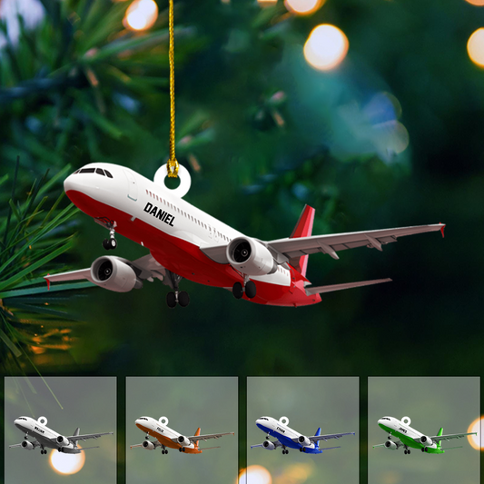 Personalized Airplane Ornament 2025 – Custom Name & Color Christmas Ornament for Pilots, Flight Attendants & Travelers Ornament