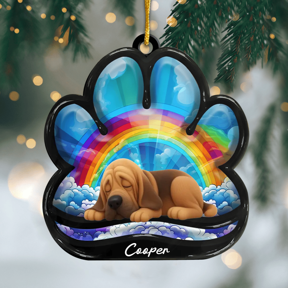 Custom Bloodhound Pawprint Acrylic Ornament – Personalized Pet Memorial Keepsake for Christmas Ornament