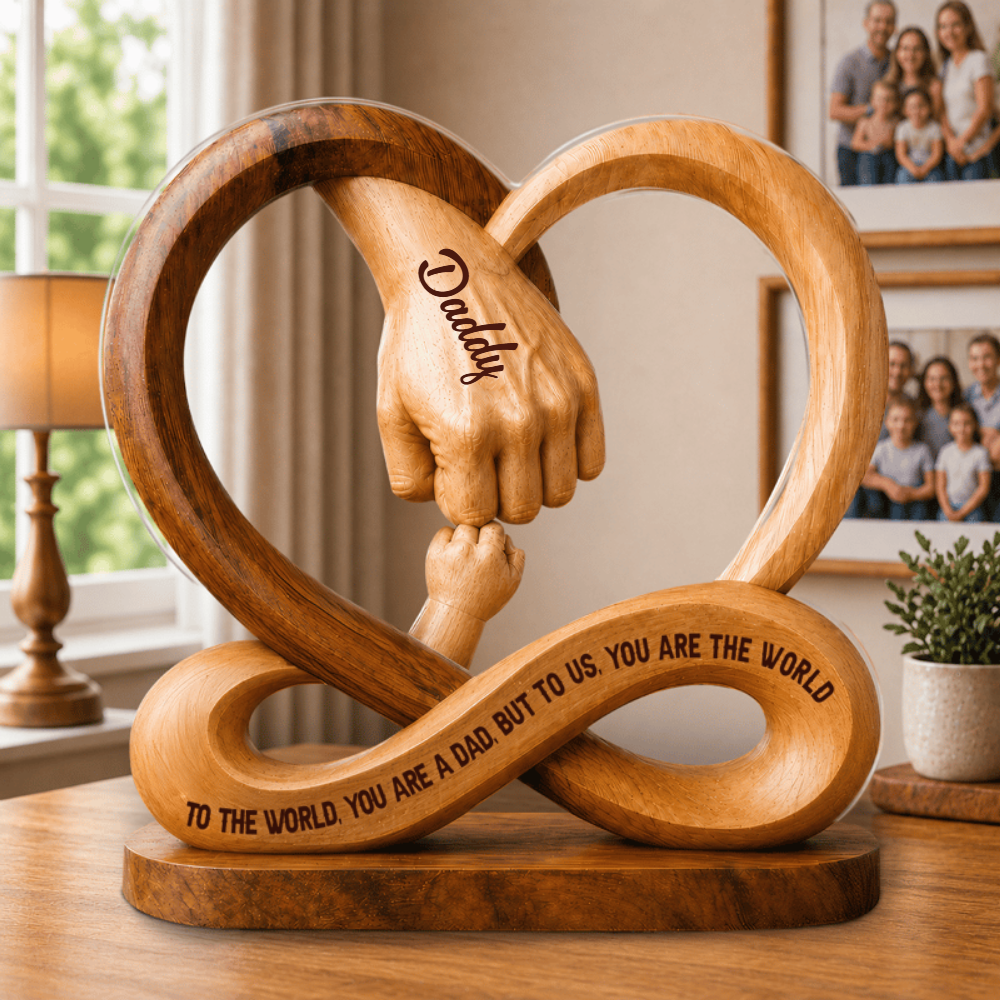 Custom Family Hands Infinity Decor - Personalized Names Gift for Father, Engraved Dad Acrylic Plaque Custom Shape Acrylic Blocks