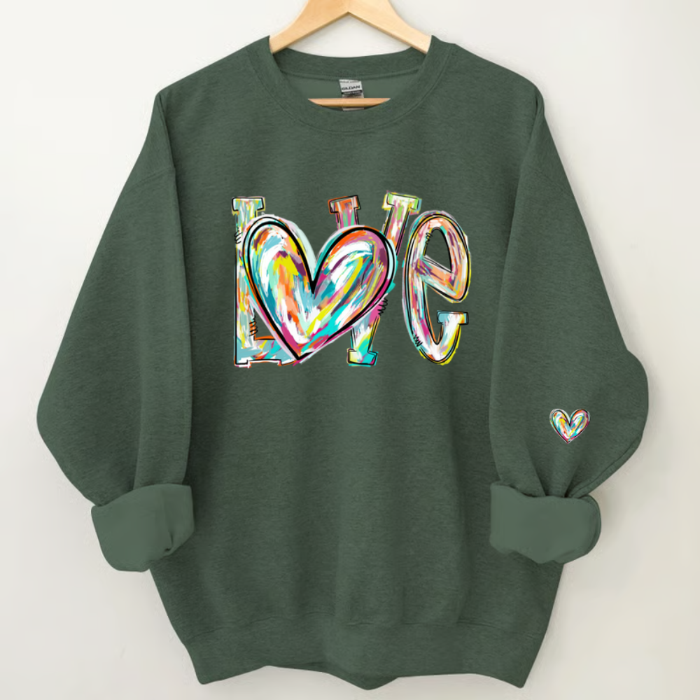 Love Grandma Life Color Clipart Custom Sweatshirt, Custom Grandmalife With Kids Names On Sleeve Sweatshirt