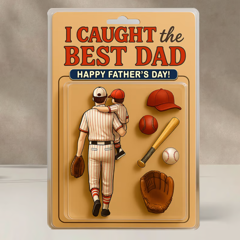 I Caught The Best Dad, Custom Dad And Kids Meaningful Gifts, Father's Day Gifts For Dad And Kids Copy Acrylic Block Plaque FUll Size