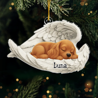 Custom English Cocker Spaniel Angel Ornament – Personalized Sleeping Dog Christmas Gift for Dog Lovers, Pet Memorial Tree Decoration Ornament