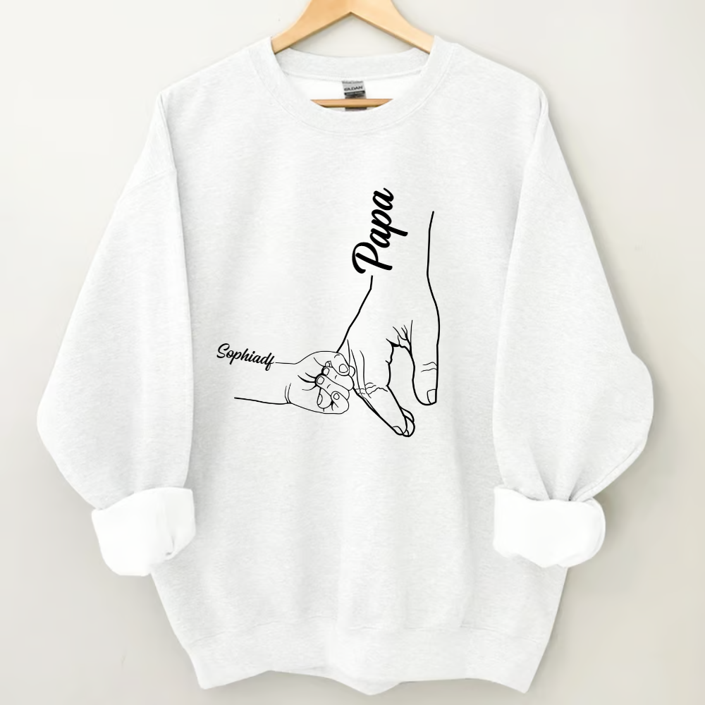 Custom Papa Hand With Kids Sweatshirt