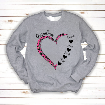 Grandma And Grandkids Heart Leopard CTH01
