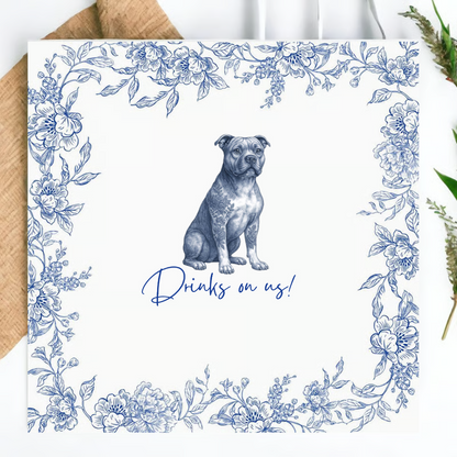Custom Dog-Themed Napkins with Names – Blue Floral Cocktail Napkins for Weddings & Parties Napkinds