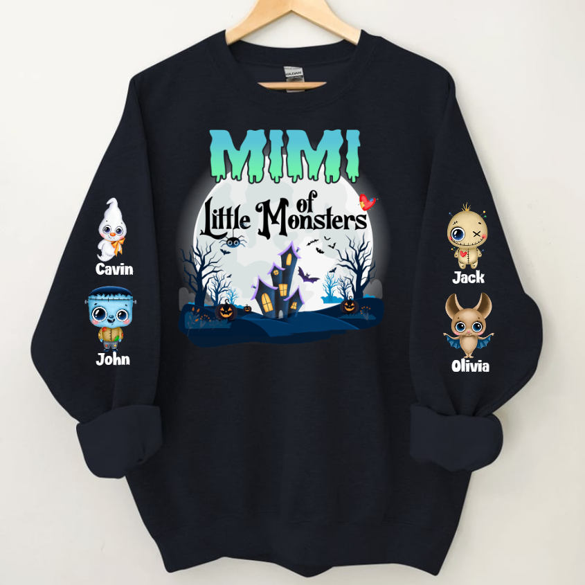 Personalized Grandma Halloween Sweatshirt, Custom Grandma Little Of Monsters cute Halloween Sweatshirt