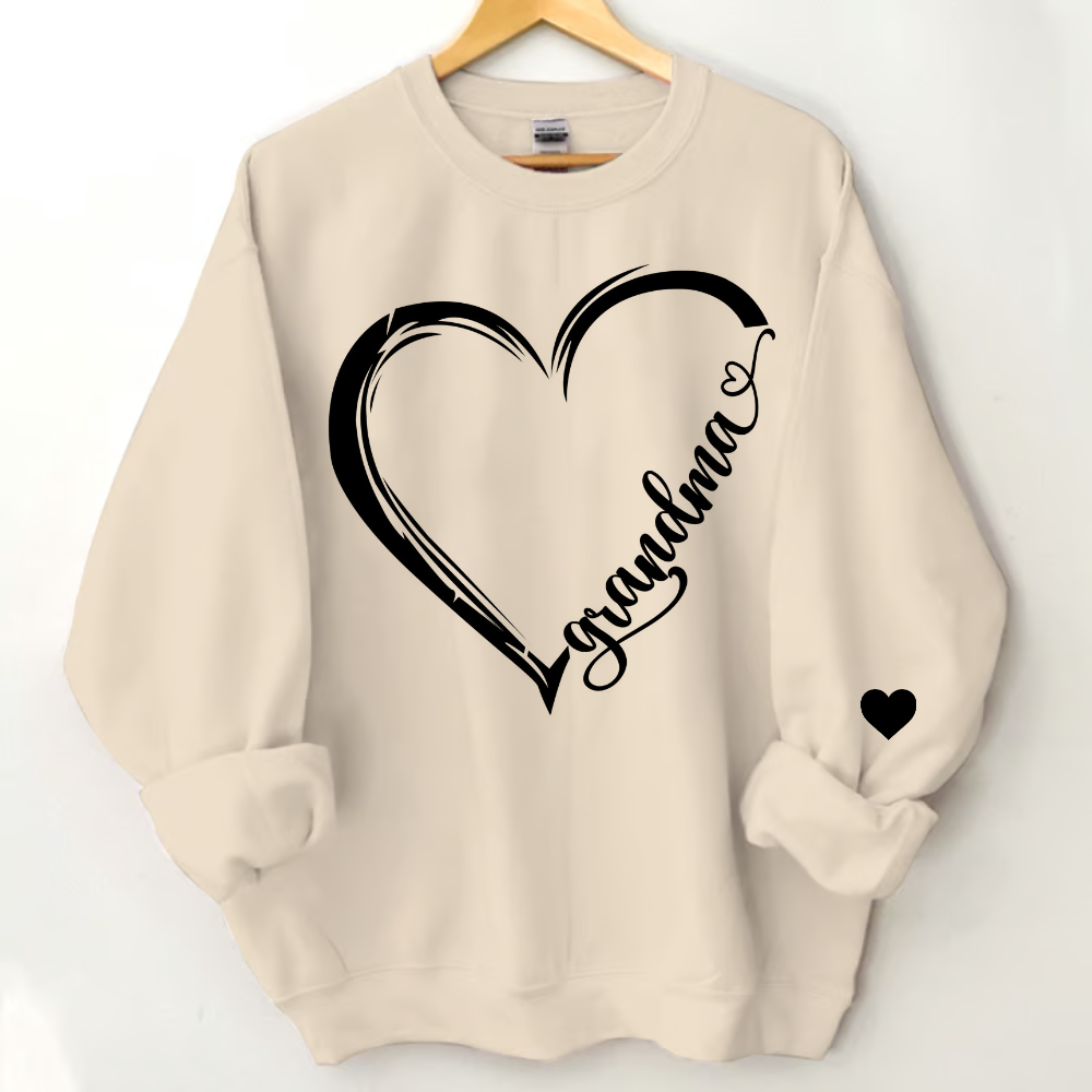 Personalized Grandma Heart Sweatshirt, Custom Mom Grandma With Grandkids  Sweatshirt