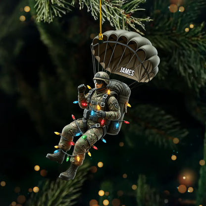 Personalized Paratrooper Ornament 2025 – Custom Military Soldier Christmas Decoration with Name Ornament