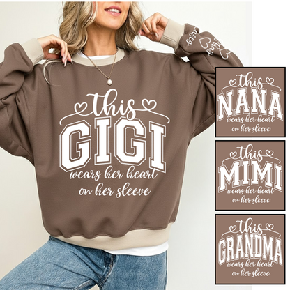 This Gigi Were Her Heart On Her Sleeve, Personalized Grandma and Grandkids Name