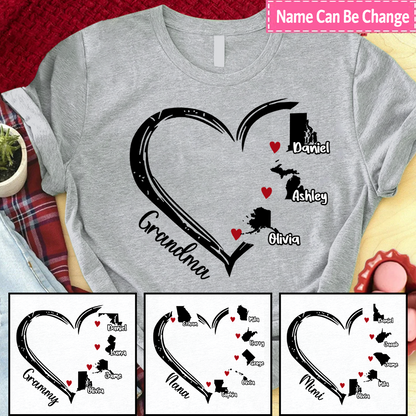 Grandma And Kids Personalized United States Map CTH01
