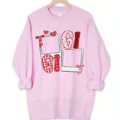 Preppy Gigi Valentine Glitter Effect Photo - Personalized Shirt - Heartfelt Gift for Mom Sweatshirt Oversized