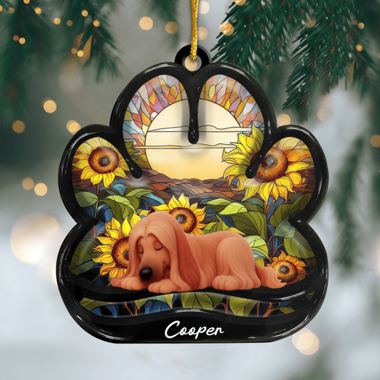 Custom Afghan Hound Pawprint Acrylic Ornament – Personalized Pet Memorial Keepsake for Christmas Ornament