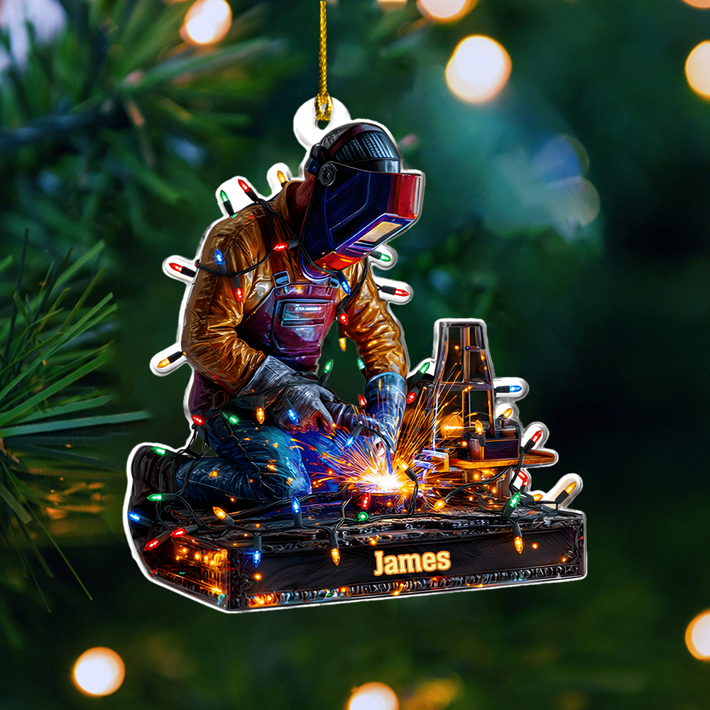 Personalized Welder Ornament 2025 – Custom Welding Ornament with Name, Christmas Gift for Metalworker or Machinist Ornament