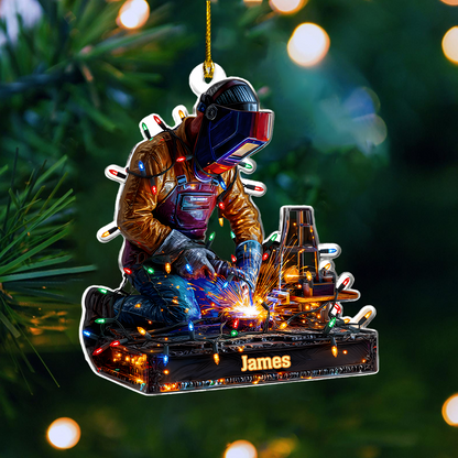 Personalized Welder Ornament 2025 – Custom Welding Ornament with Name, Christmas Gift for Metalworker or Machinist Ornament