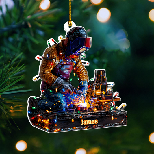 Personalized Welder Ornament 2025 – Custom Welding Ornament with Name, Christmas Gift for Metalworker or Machinist Ornament