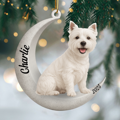 Custom Yorkshire Terrier On The Moon Ornament 2025, Custom Double-Sided Acrylic Decoration, Unique Christmas Gift For Dog Lovers Copy Ornament
