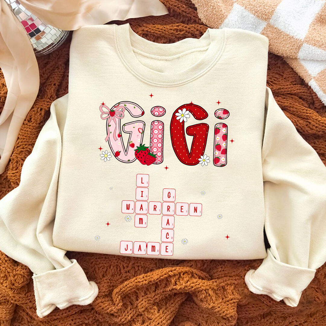 Custom Mimi Strawberry Crossword Grandkids Name