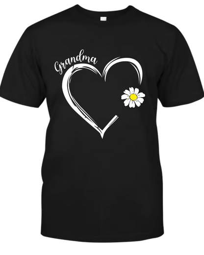 Grandma Daisy Heart Shirt, Custom Grandma With Kids, Mother's Day TH
