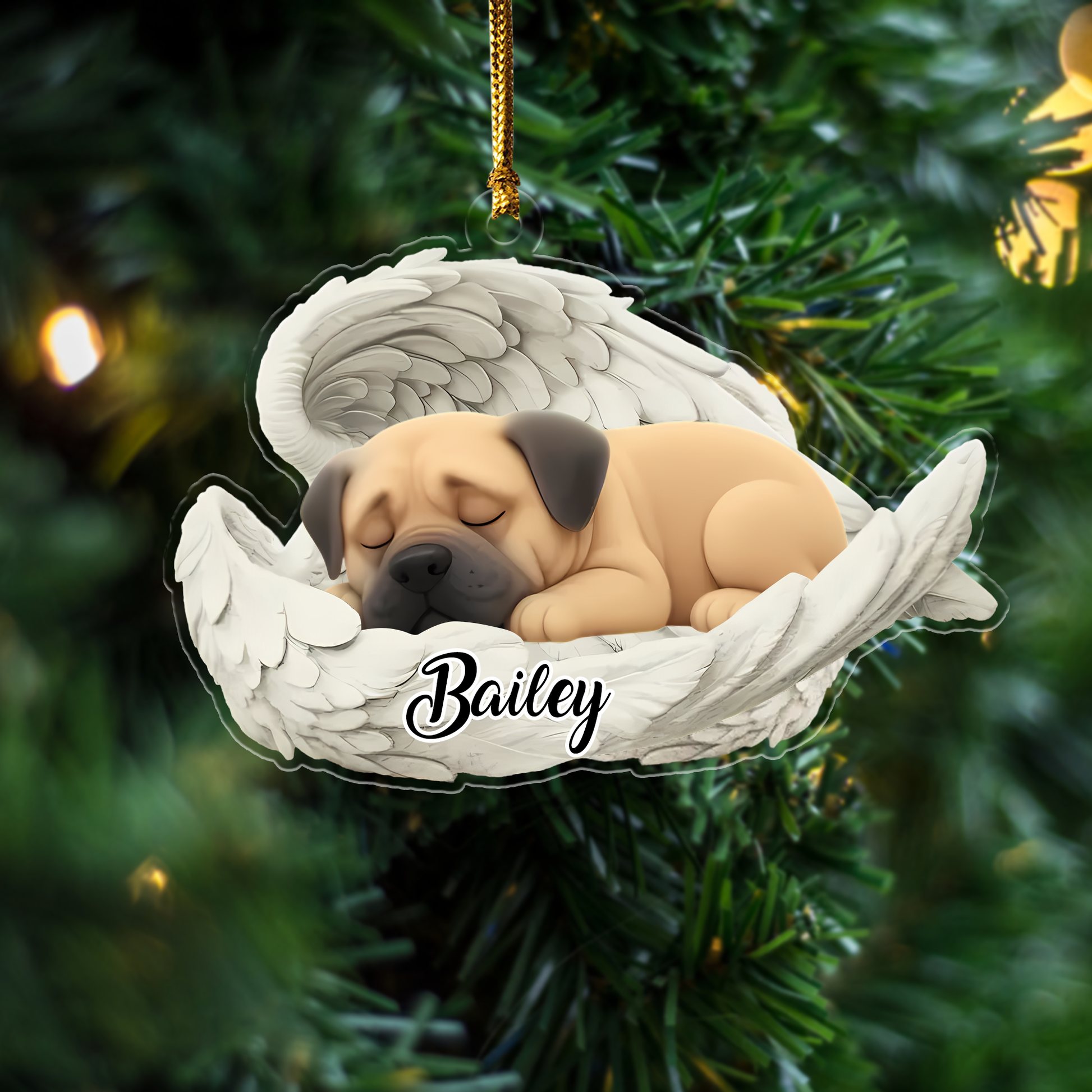 Custom Boerboel Angel Dog Ornament – Personalized Sleeping Dog Christmas Gift for Dog Lovers, Pet Memorial Tree Decoration Ornament