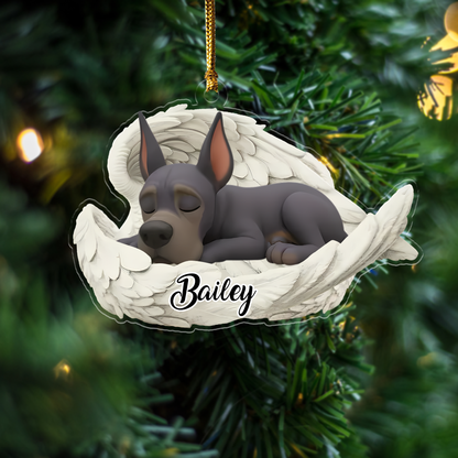 Custom Great Dane Angel Ornament – Personalized Sleeping Dog Christmas Gift for Dog Lovers, Pet Memorial Tree Decoration Ornament