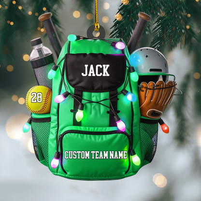 Personalized Softball Bag Ornament 2025, Custom Acrylic Decoration, Unique Christmas Gift For Softball Players And Sports Lovers Ornament
