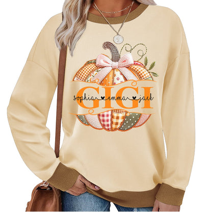 Gigi Pumpkin with Grandkids Names – Fall Gift for Grandma Sweatshirt