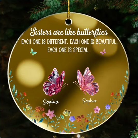 Festive Sister Love - Personalized Custom Mirrored Acrylic Ornament Ornament