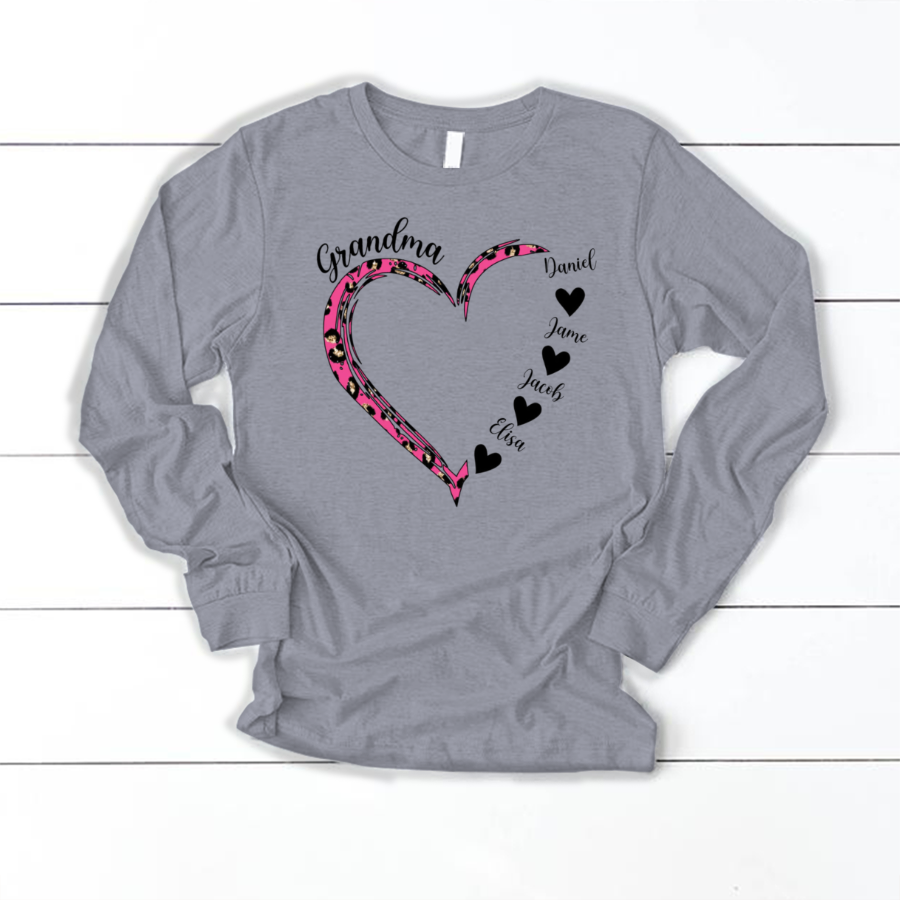 Grandma And Grandkids Heart Leopard CTH01