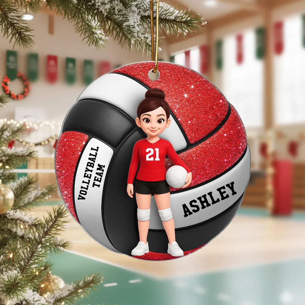 Personalized Volleyball Ornament – Custom Team Player Design, Unique Christmas Gift for Girls and Sports Lovers Size: Ornament