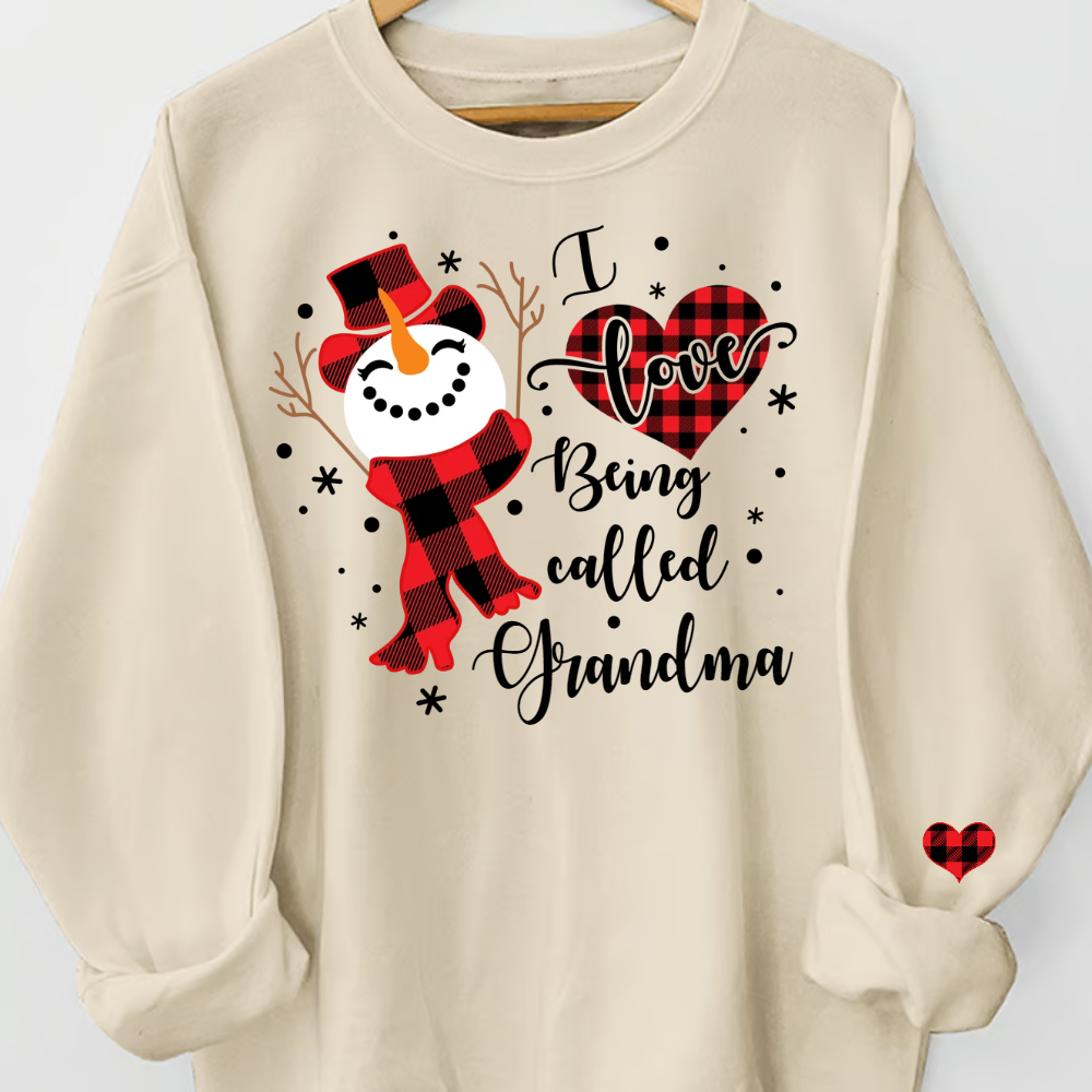 I Love Being Called Grandma Sweatshirt – Personalized Snowman Christmas Shirt with Grandkids' Names