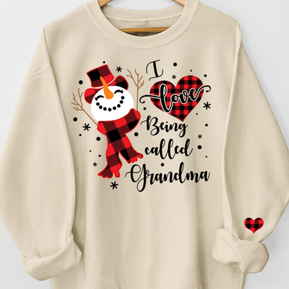 I Love Being Called Grandma Sweatshirt – Personalized Snowman Christmas Shirt with Grandkids' Names