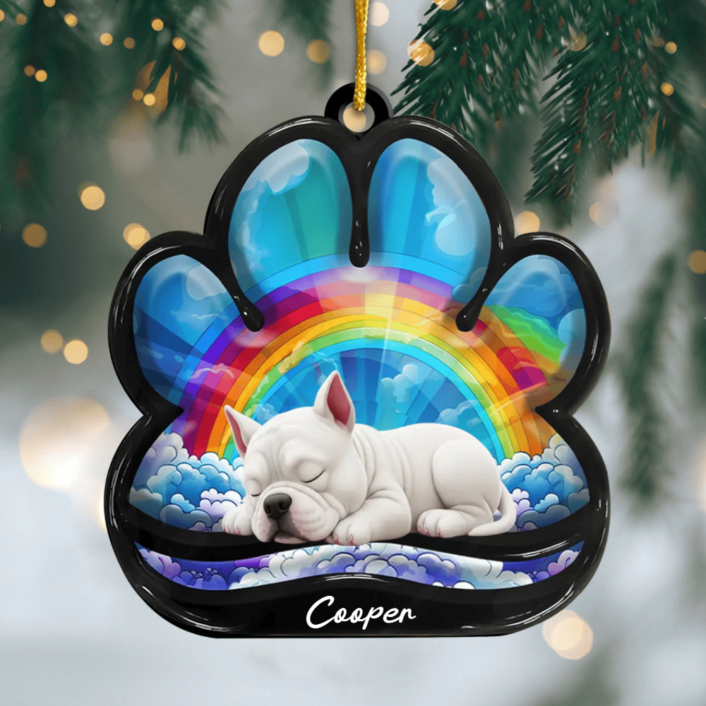 Custom American Bully Pawprint Acrylic Ornament – Personalized Pet Memorial Keepsake for Christmas Ornament