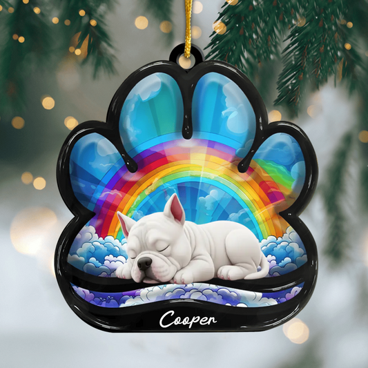 Custom American Bully Pawprint Acrylic Ornament – Personalized Pet Memorial Keepsake for Christmas Ornament
