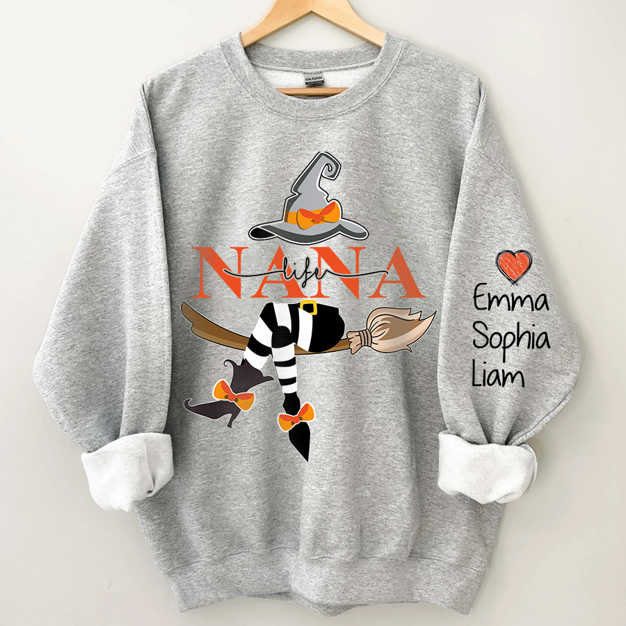 Grandma Life Witch Sweatshirt, Custom Grandma & Kids Halloween, Gift For Grandma Sweatshirt Sweatshirt