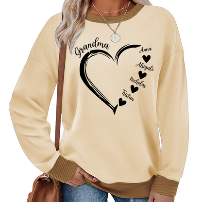 Personalized Grandma Heart And Grandkids Sweatshirt