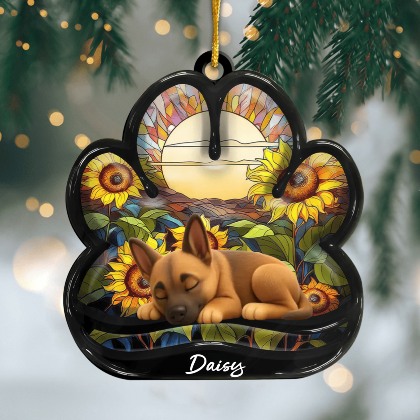 Custom Basset Hounds Pawprint Acrylic Ornament – Personalized Pet Memorial Keepsake for Christmas Ornament