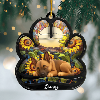Custom Basset Hounds Pawprint Acrylic Ornament – Personalized Pet Memorial Keepsake for Christmas Ornament