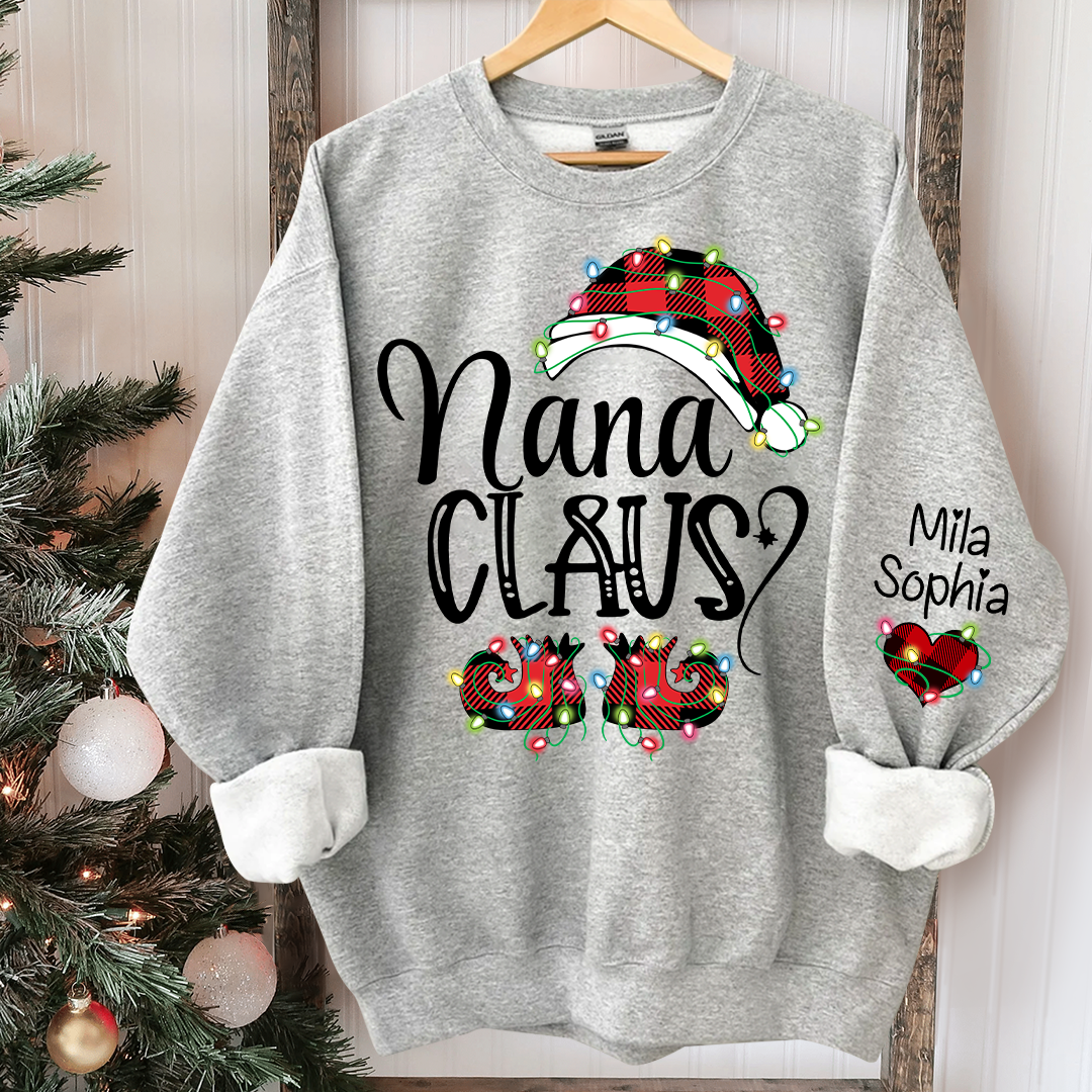 Personalized Christmas Nana Claus And Kids Sweatshirt Sweatshirt