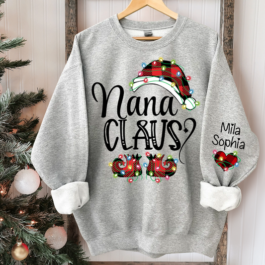 Personalized Christmas Nana Claus And Kids Sweatshirt Sweatshirt