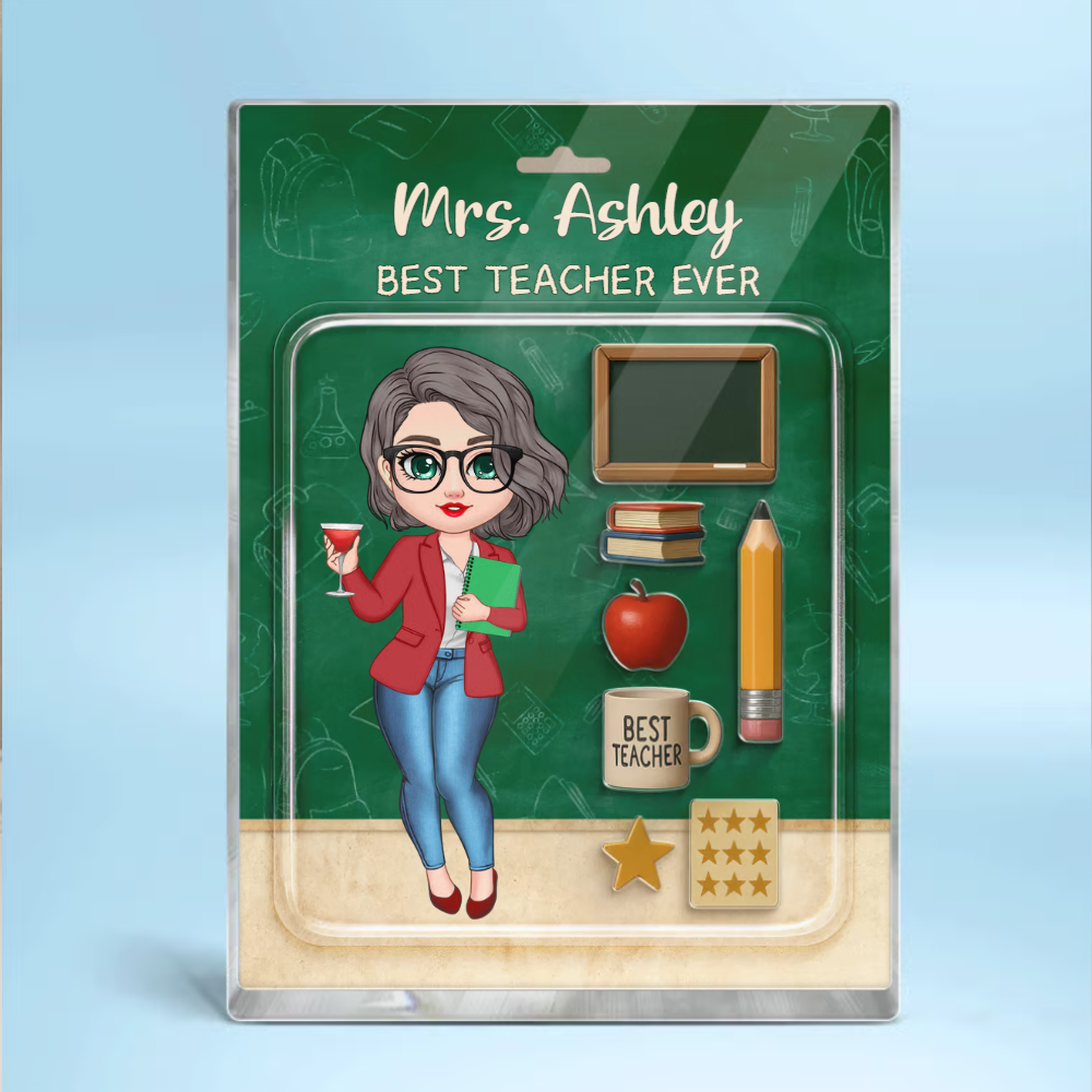 Teacher Action Figure Personalized Acrylic Block, Back To School Gift, Teacher Appreciation Gift