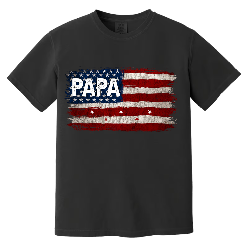 Comfort Colors Personalization Papa And Grandkids American Flag