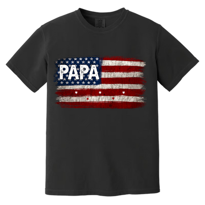 Comfort Colors Personalization Papa And Grandkids American Flag