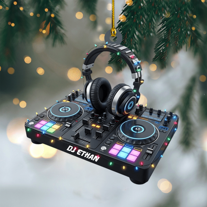 Personalized DJ Ornament 2025 – Custom Name Turntable and Headphones Christmas Tree Decoration Ornament