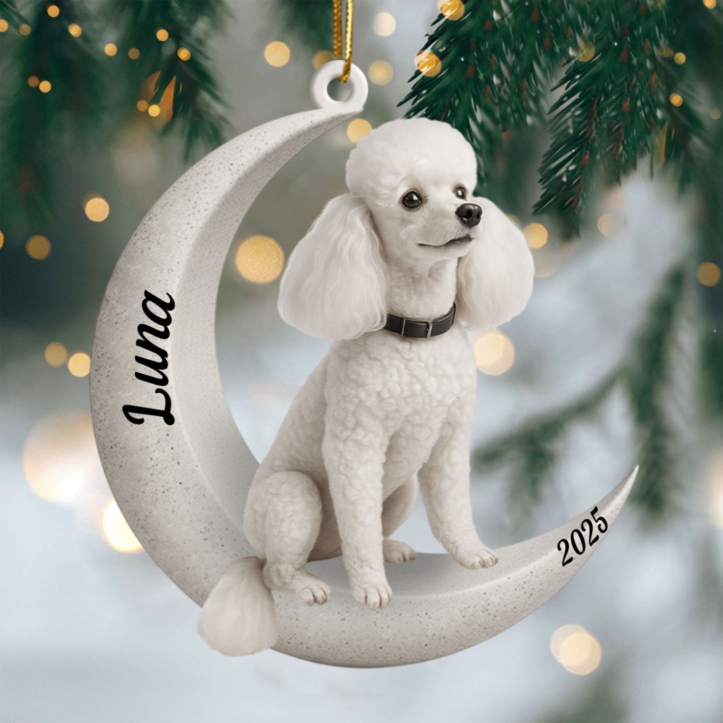 Custom Poodle On The Moon Ornament 2025, Custom Double-Sided Acrylic Decoration, Unique Christmas Gift For Dog Lovers Ornament