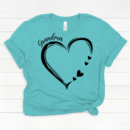 Grandma and Grandkids, Forever In Grandma's Heart - Family Personalized Custom Comfort Colors T-Shirt