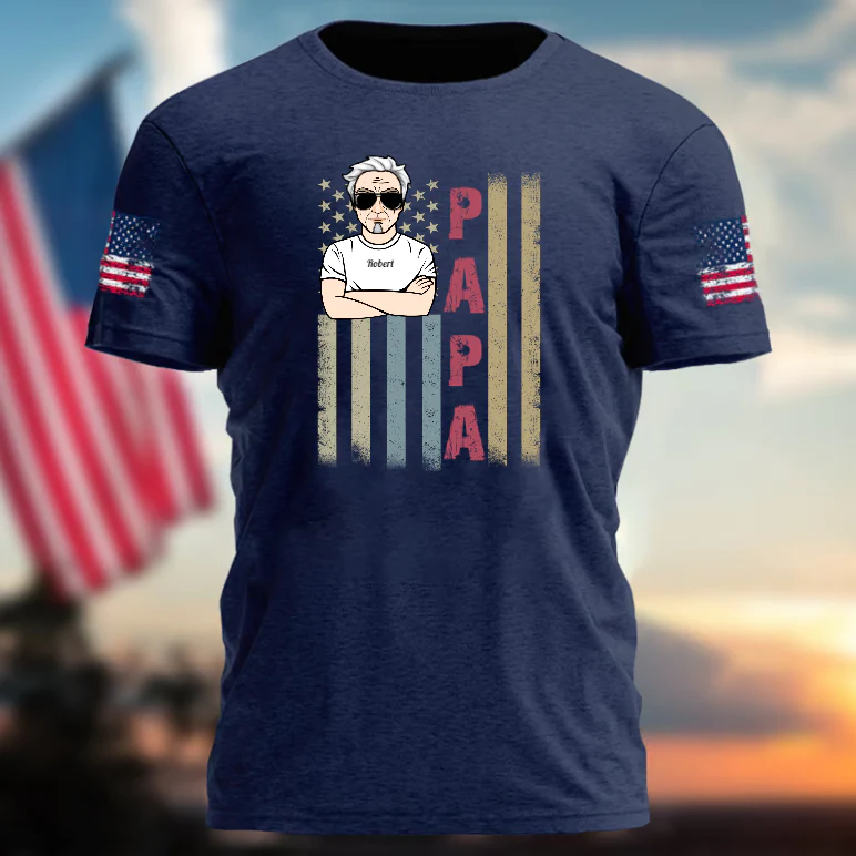 Personalized papa falg us T-Shirt T-Shirt