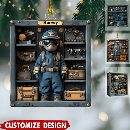 Personalized Pilot Aviation Locker Ornament 2025, Custom Acrylic Decoration, Unique Christmas Gift For Airline Crew And Aviation Lovers Ornament